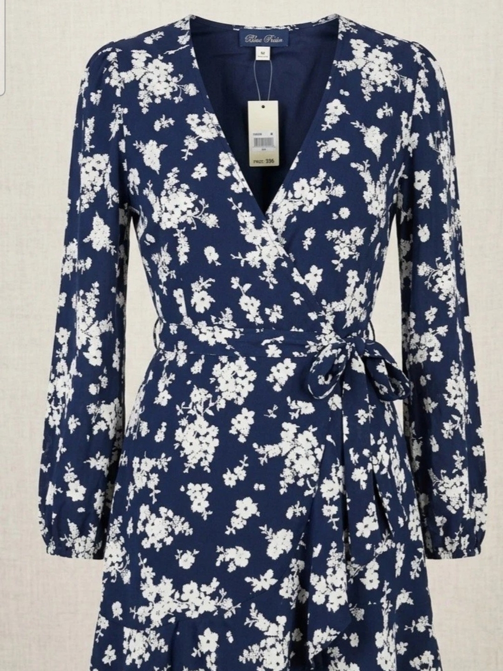 Blue Floral Wrap Dress by Blue Rain Size LArge